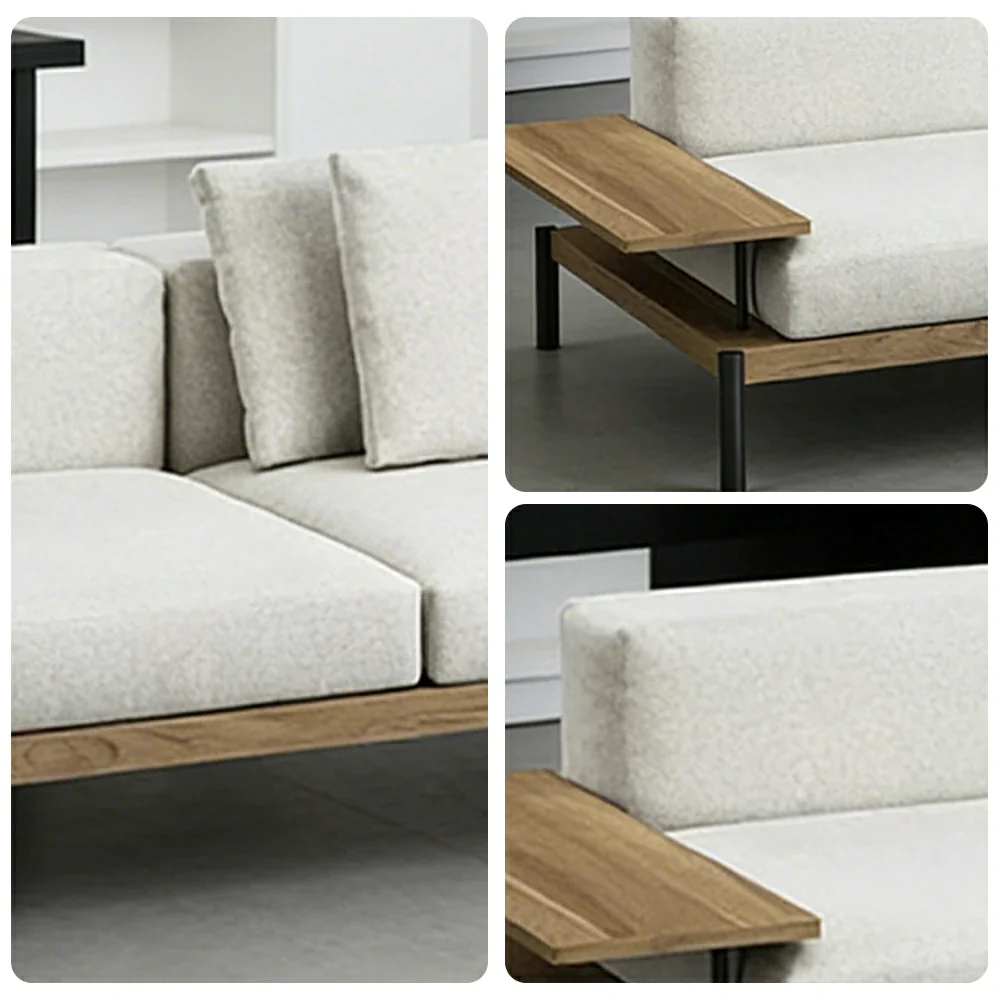 SOLARA Outdoor 2-Seater Sofa - Solid Teak Wood Frame, Waterproof Cushions, Aluminium Legs, Modern Patio Lounge Design - Natural - Image 3
