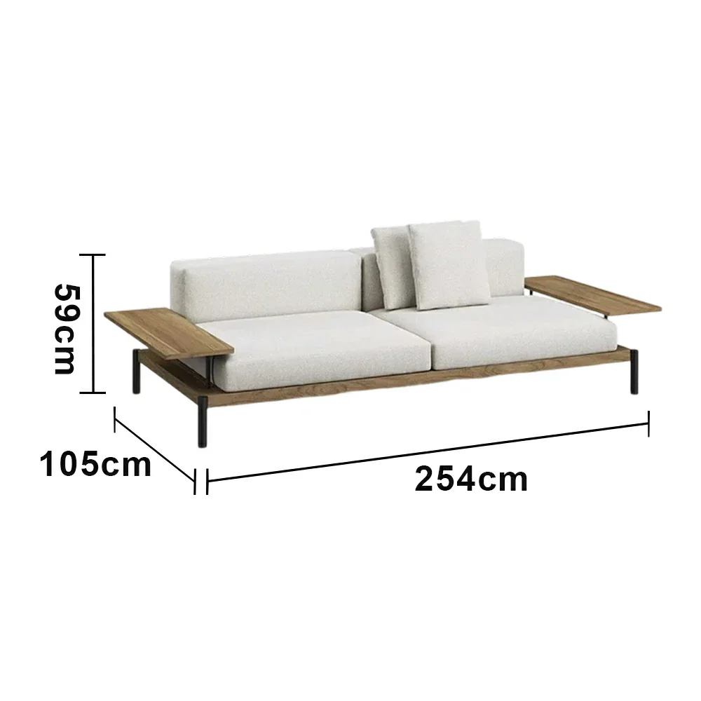 SOLARA Outdoor 2-Seater Sofa - Solid Teak Wood Frame, Waterproof Cushions, Aluminium Legs, Modern Patio Lounge Design - Natural - Image 5