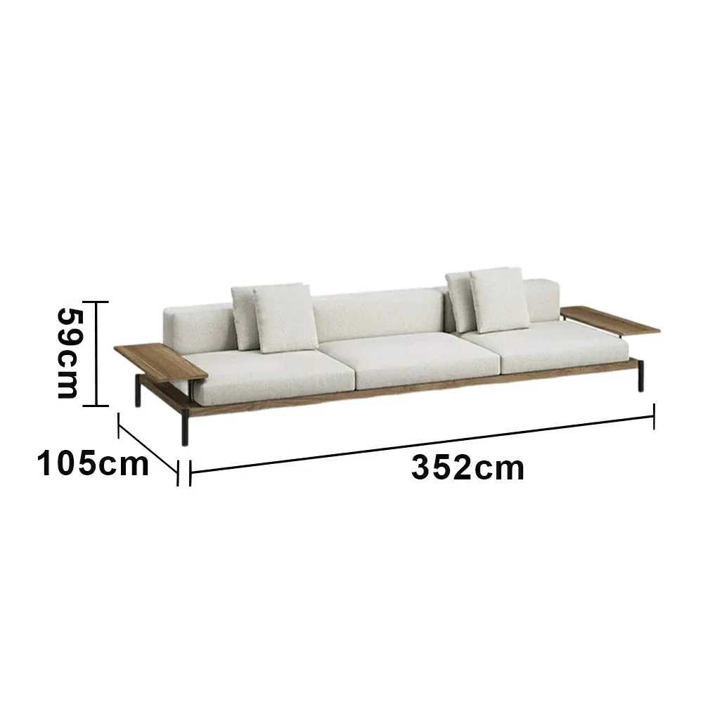 SOLARA Outdoor 3-Seater Sofa - Solid Teak Wood Frame, Waterproof Cushions, Aluminium Legs, Modern Patio Lounge Design - Natural - Image 5