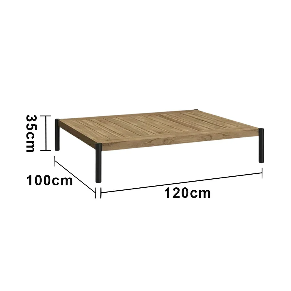 SOLARA Outdoor Rectangular Coffee Table - Solid Teak Wood Top, Aluminium Legs, 23/35cm Height Options, Modern Patio Design - Natural - Image 10