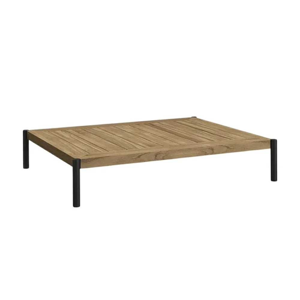 SOLARA Outdoor Rectangular Coffee Table - Solid Teak Wood Top, Aluminium Legs, 23/35cm Height Options, Modern Patio Design - Natural - Image 4