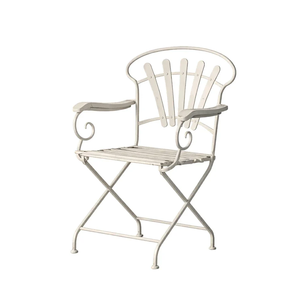 SOLARA French Vintage Chair - Distressed Style Top, Strong Iron Frame, Patio Balcony Indoor Dining Table