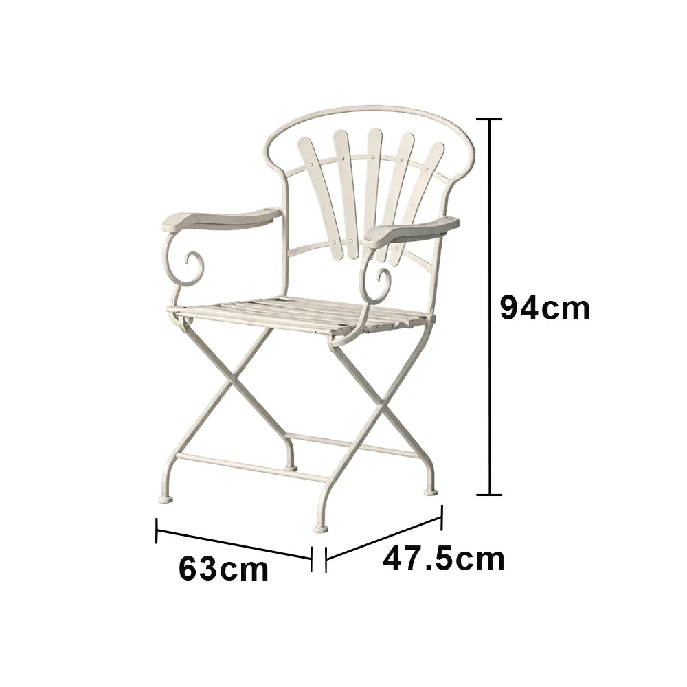 SOLARA French Vintage Chair - Distressed Style Top, Strong Iron Frame, Patio Balcony Indoor Dining Table - Image 5