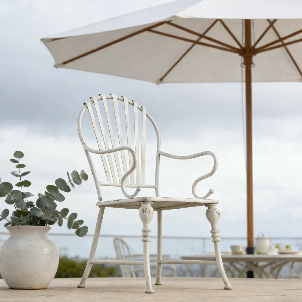 SOLARA Dining Chair - Vintage French Style Design, Spacious Tabletop with Sturdy Iron Legs, Patio Balcony Indoor Dining Table - Image 2