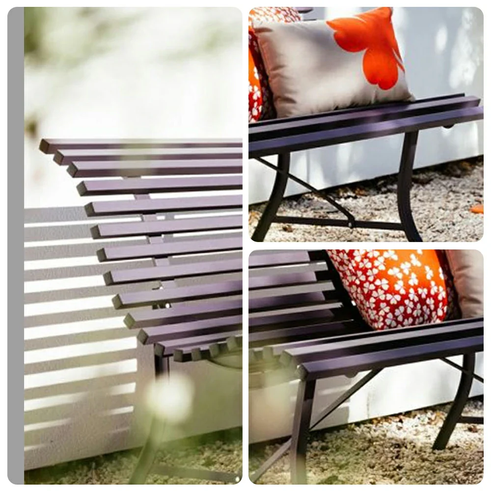 SOLARA 150/200cm Outdoor Bench - High-Strength Iron Frame, Weather-Resistant Coating, Modern Curved Design, Perfect for Gardens, Patios & Commercial Spaces - Blue - Image 3
