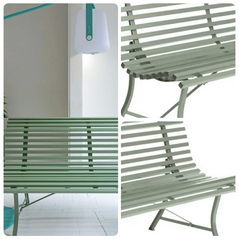 SOLARA 150/200cm Outdoor Bench - High-Strength Iron Frame, Weather-Resistant Coating, Modern Curved Design, Perfect for Gardens, Patios & Commercial Spaces - Green - Image 3