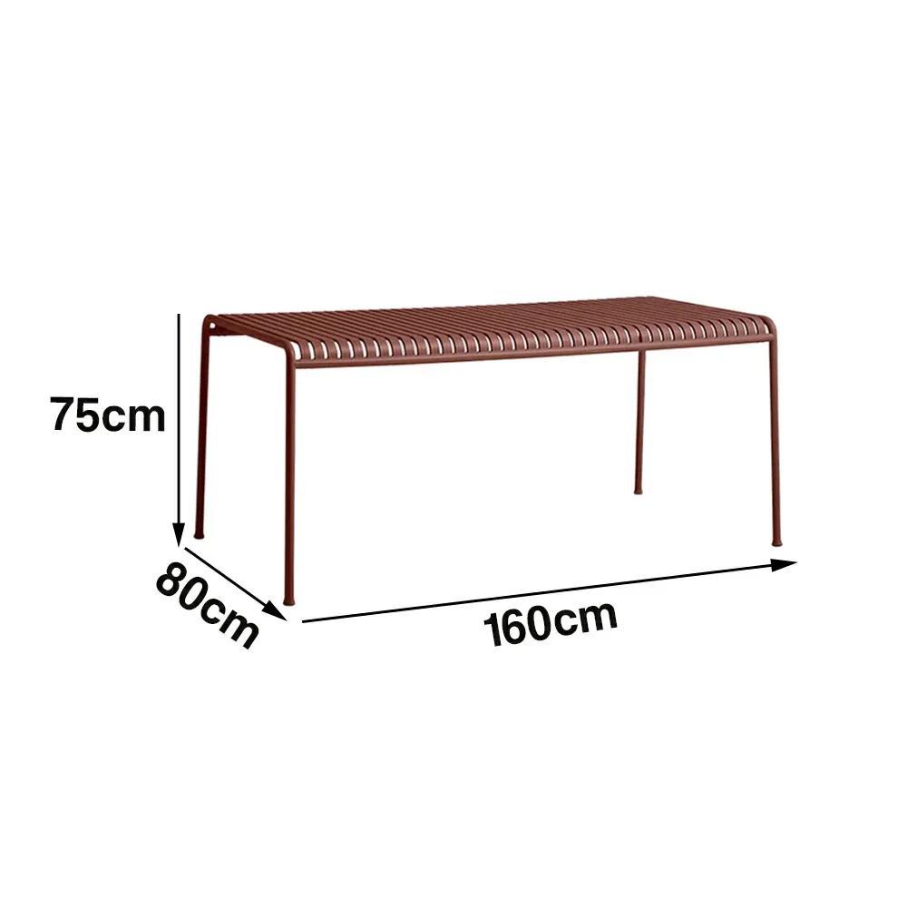SOLARA Outdoor Metal Furniture Collection - Coffee Table, Long Table, Low Table & Dining Table, Heavy-Duty Steel Frame, Weather-Resistant Finish - Wine - Image 10