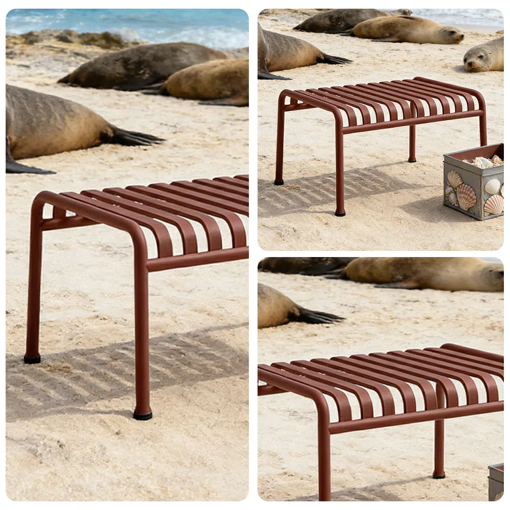 SOLARA Outdoor Metal Furniture Collection - Coffee Table, Long Table, Low Table & Dining Table, Heavy-Duty Steel Frame, Weather-Resistant Finish - Wine - Image 3