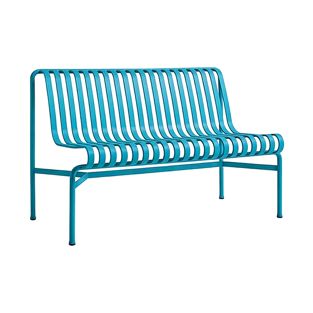 SOLARA Outdoor Metal Seating Collection - Bench, Lounger, Bar Stool & Dining Chair, Heavy-Duty Steel Frame, Weather-Resistant Finish - Light Blue - Image 11