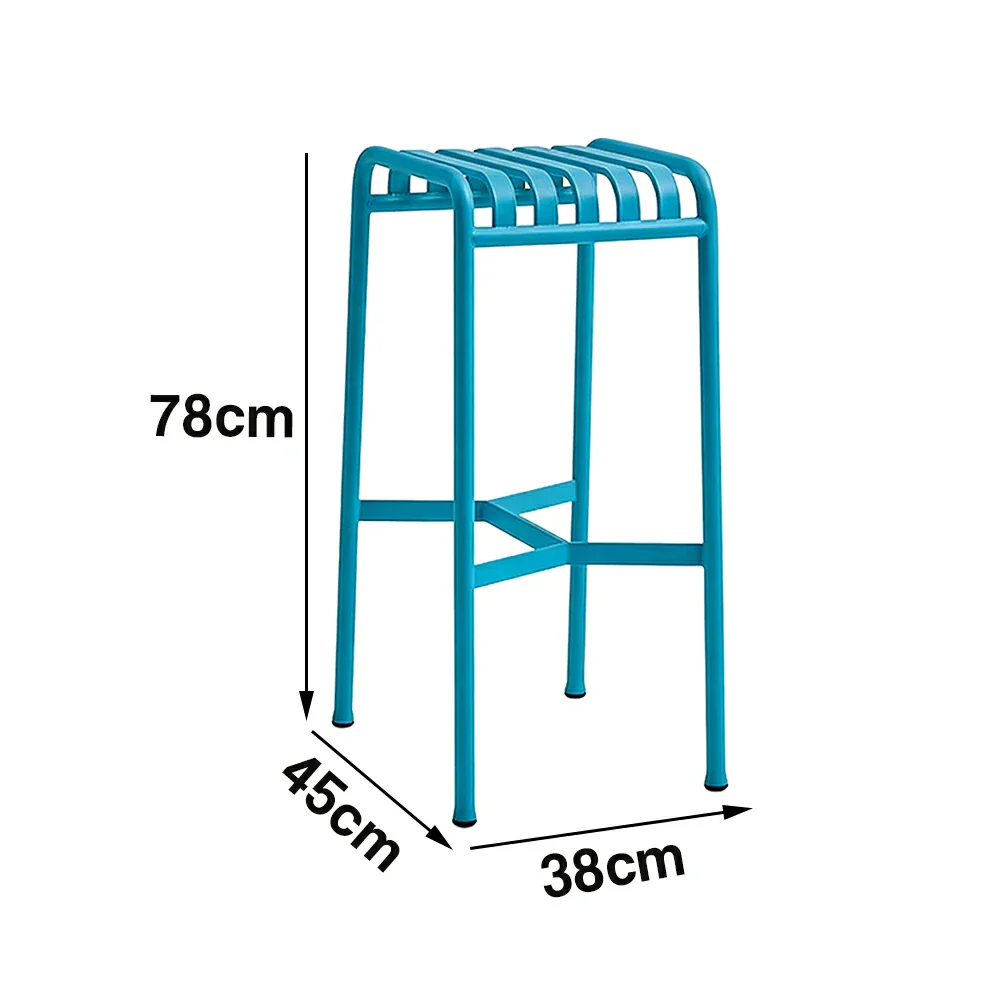 SOLARA Outdoor Metal Seating Collection - Bench, Lounger, Bar Stool & Dining Chair, Heavy-Duty Steel Frame, Weather-Resistant Finish - Light Blue - Image 35