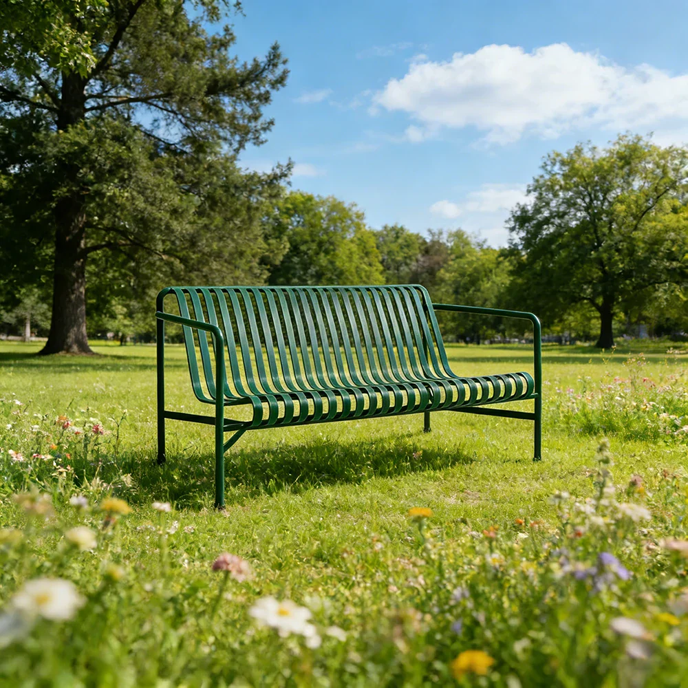 SOLARA Outdoor Metal Furniture Collection - Dining Table, Dining Chair & Lounger, Heavy-Duty Steel Frame, Weather-Resistant Finish - Green - Image 4