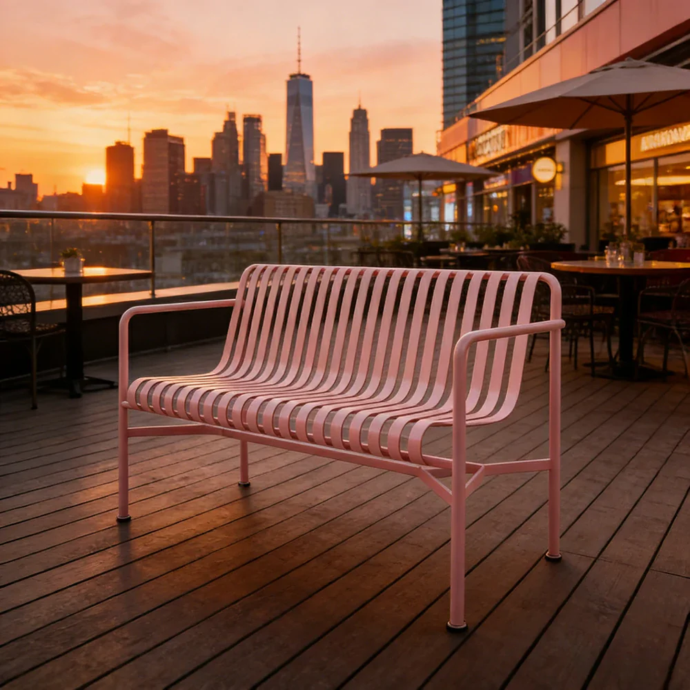 SOLARA Outdoor Metal Furniture Collection - Dining Table, Dining Chair & Lounger, Heavy-Duty Steel Frame, Weather-Resistant Finish - Pink - Image 14