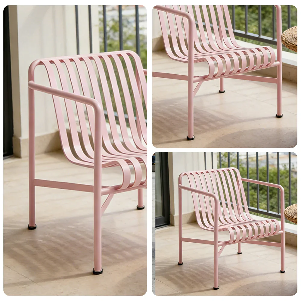 SOLARA Outdoor Metal Furniture Collection - Dining Table, Dining Chair & Lounger, Heavy-Duty Steel Frame, Weather-Resistant Finish - Pink - Image 18