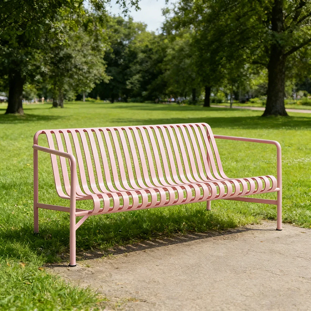 SOLARA Outdoor Metal Furniture Collection - Dining Table, Dining Chair & Lounger, Heavy-Duty Steel Frame, Weather-Resistant Finish - Pink - Image 2