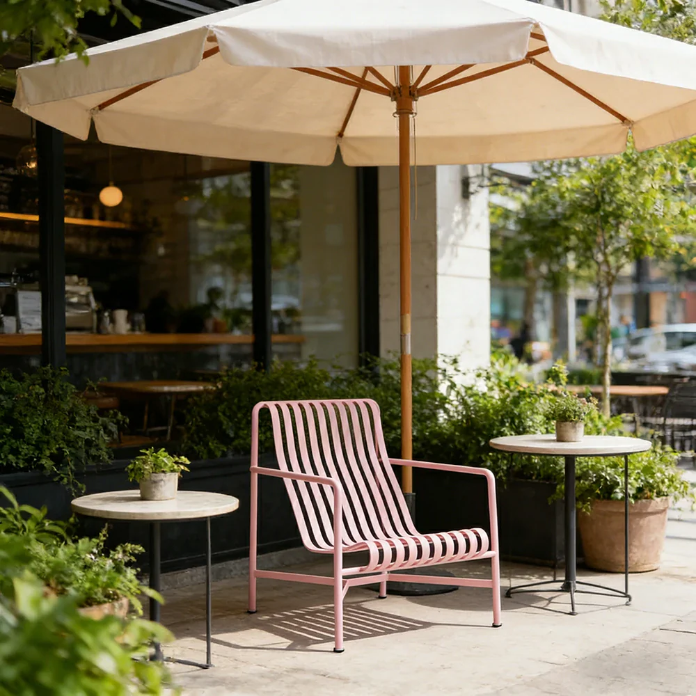 SOLARA Outdoor Metal Furniture Collection - Dining Table, Dining Chair & Lounger, Heavy-Duty Steel Frame, Weather-Resistant Finish - Pink - Image 24