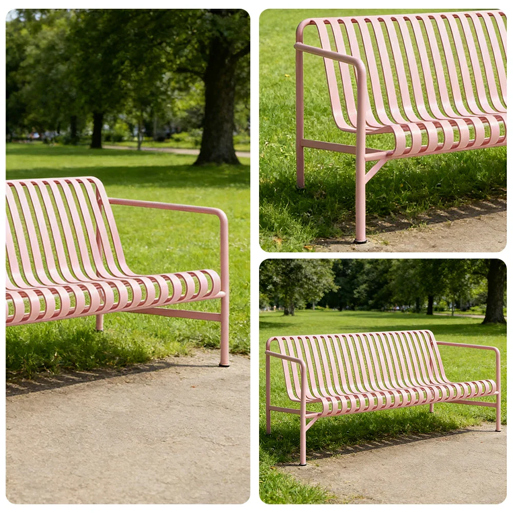 SOLARA Outdoor Metal Furniture Collection - Dining Table, Dining Chair & Lounger, Heavy-Duty Steel Frame, Weather-Resistant Finish - Pink - Image 3