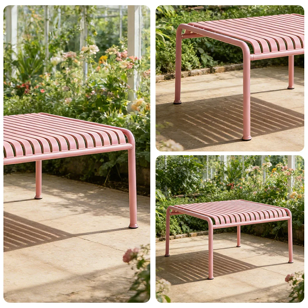 SOLARA Outdoor Metal Furniture Collection - Dining Table, Dining Chair & Lounger, Heavy-Duty Steel Frame, Weather-Resistant Finish - Pink - Image 38