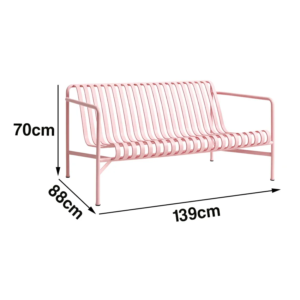SOLARA Outdoor Metal Furniture Collection - Dining Table, Dining Chair & Lounger, Heavy-Duty Steel Frame, Weather-Resistant Finish - Pink - Image 5
