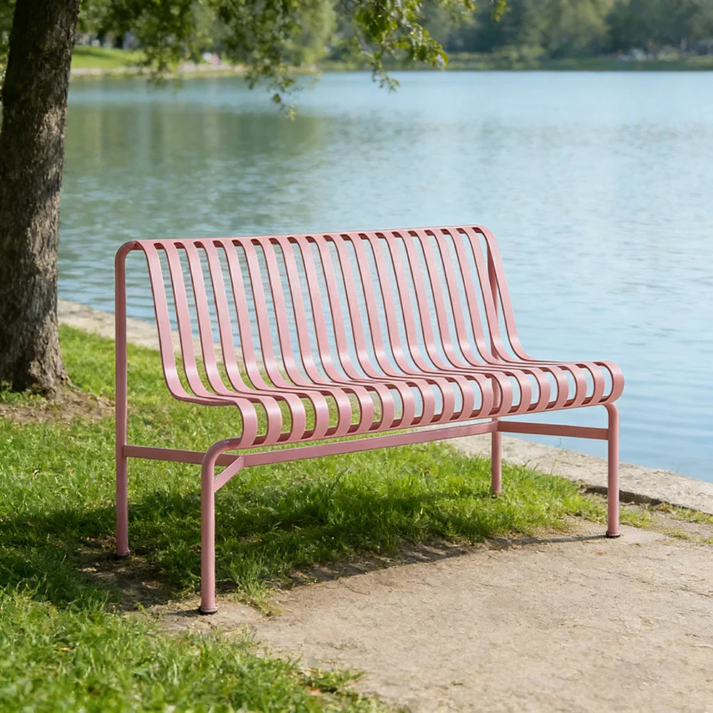 SOLARA Outdoor Metal Furniture Collection - Dining Table, Dining Chair & Lounger, Heavy-Duty Steel Frame, Weather-Resistant Finish - Pink - Image 7