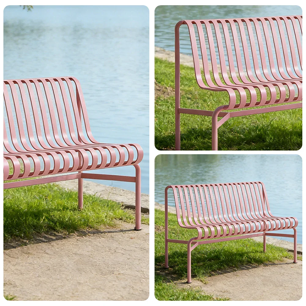 SOLARA Outdoor Metal Furniture Collection - Dining Table, Dining Chair & Lounger, Heavy-Duty Steel Frame, Weather-Resistant Finish - Pink - Image 8