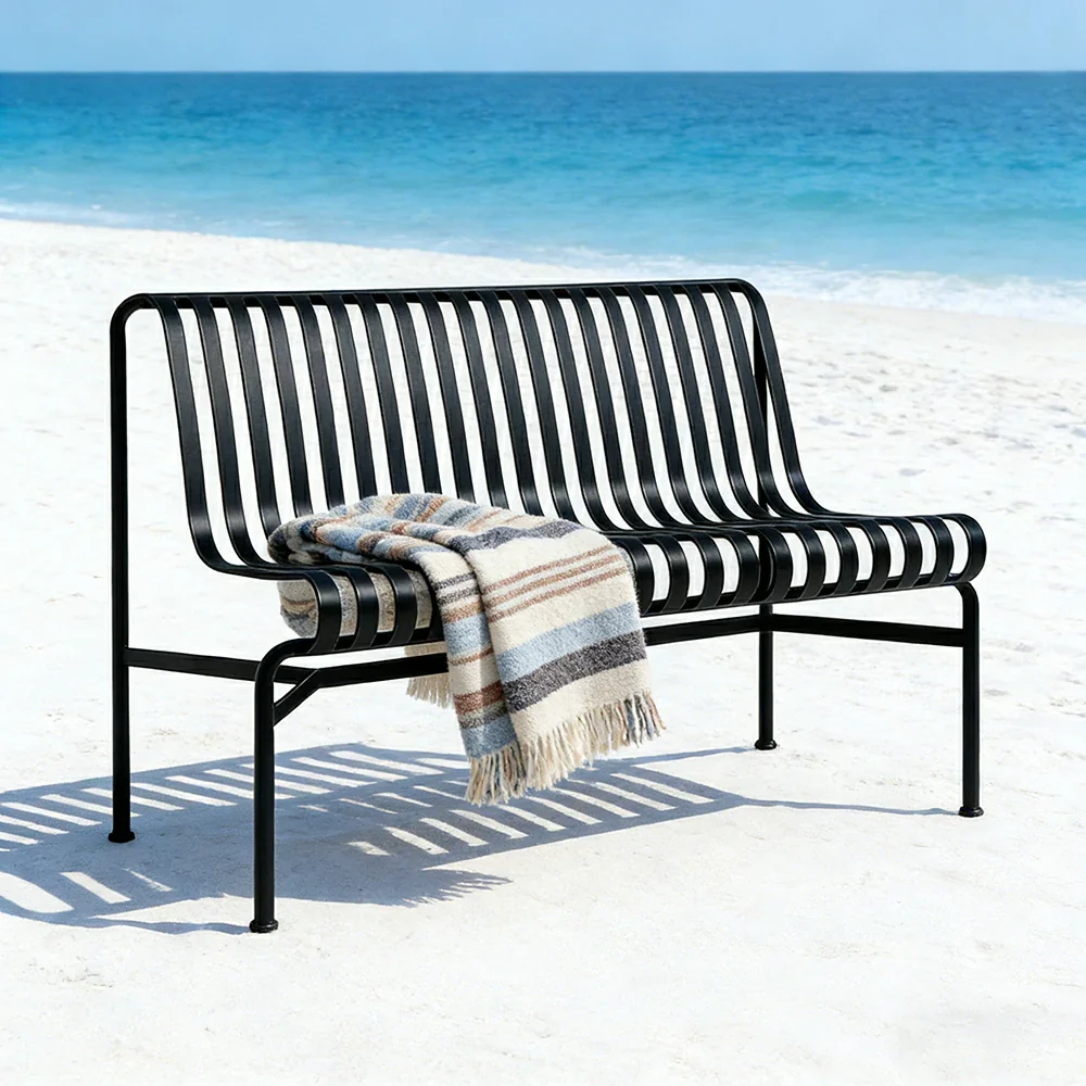 SOLARA Outdoor Metal Furniture Collection - Dining Table, Dining Chair & Lounger, Heavy-Duty Steel Frame, Weather-Resistant Finish - Black - Image 7