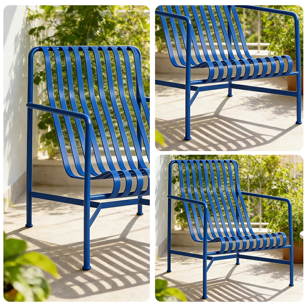 SOLARA Outdoor Metal Furniture Collection - Dining Table, Dining Chair & Lounger, Heavy-Duty Steel Frame, Weather-Resistant Finish - Blue - Image 23