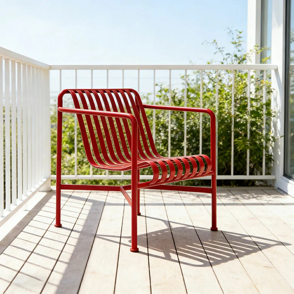 SOLARA Outdoor Metal Furniture Collection - Dining Table, Dining Chair & Lounger, Heavy-Duty Steel Frame, Weather-Resistant Finish - Red - Image 17