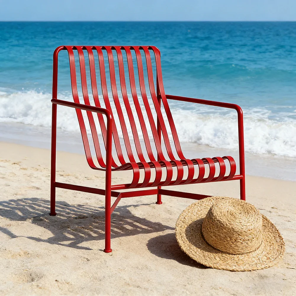 SOLARA Outdoor Metal Furniture Collection - Dining Table, Dining Chair & Lounger, Heavy-Duty Steel Frame, Weather-Resistant Finish - Red - Image 22