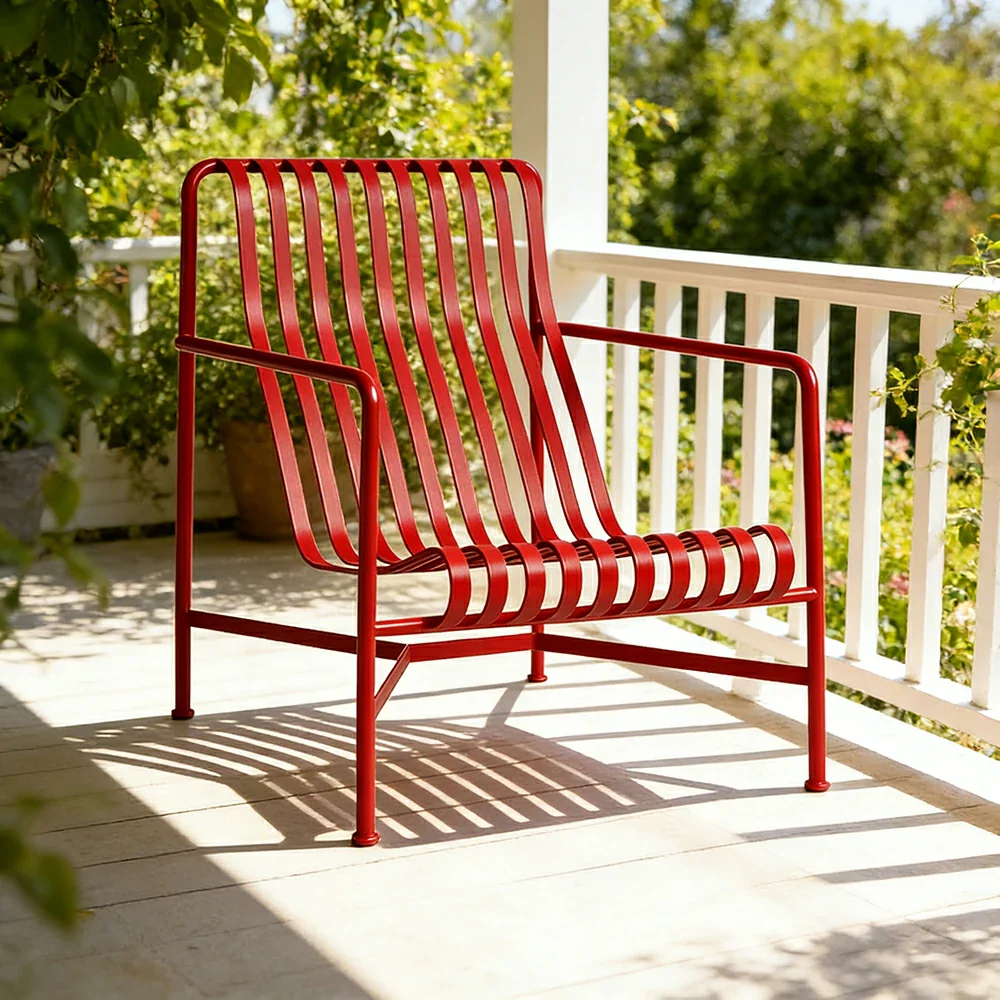 SOLARA Outdoor Metal Furniture Collection - Dining Table, Dining Chair & Lounger, Heavy-Duty Steel Frame, Weather-Resistant Finish - Red - Image 24