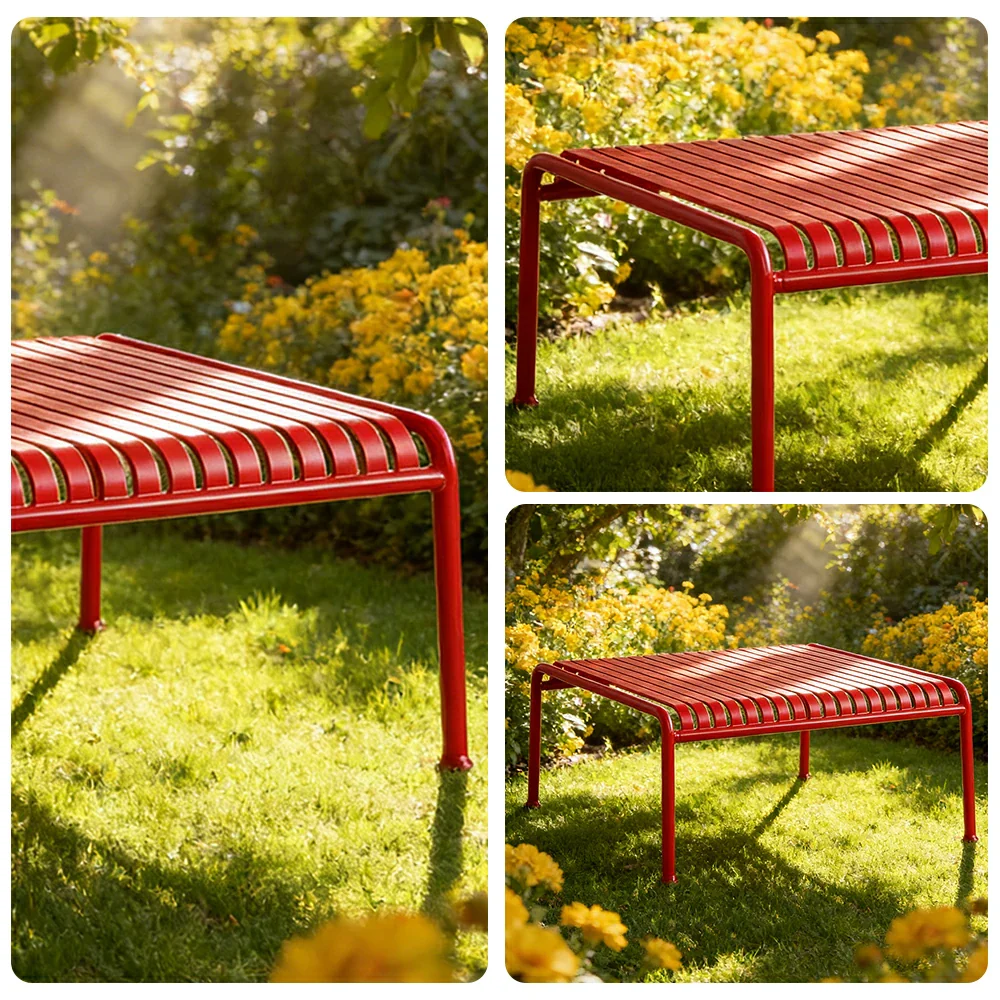 SOLARA Outdoor Metal Furniture Collection - Dining Table, Dining Chair & Lounger, Heavy-Duty Steel Frame, Weather-Resistant Finish - Red - Image 38