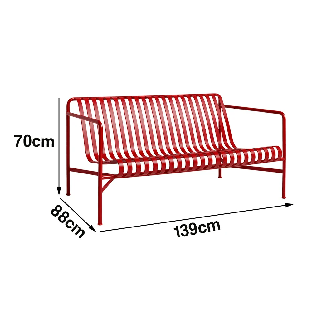 SOLARA Outdoor Metal Furniture Collection - Dining Table, Dining Chair & Lounger, Heavy-Duty Steel Frame, Weather-Resistant Finish - Red - Image 5