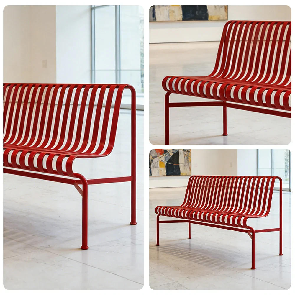 SOLARA Outdoor Metal Furniture Collection - Dining Table, Dining Chair & Lounger, Heavy-Duty Steel Frame, Weather-Resistant Finish - Red - Image 8