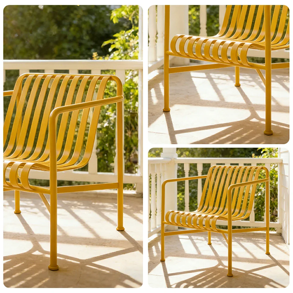 SOLARA Outdoor Metal Furniture Collection - Dining Table, Dining Chair & Lounger, Heavy-Duty Steel Frame, Weather-Resistant Finish - Yellow - Image 18