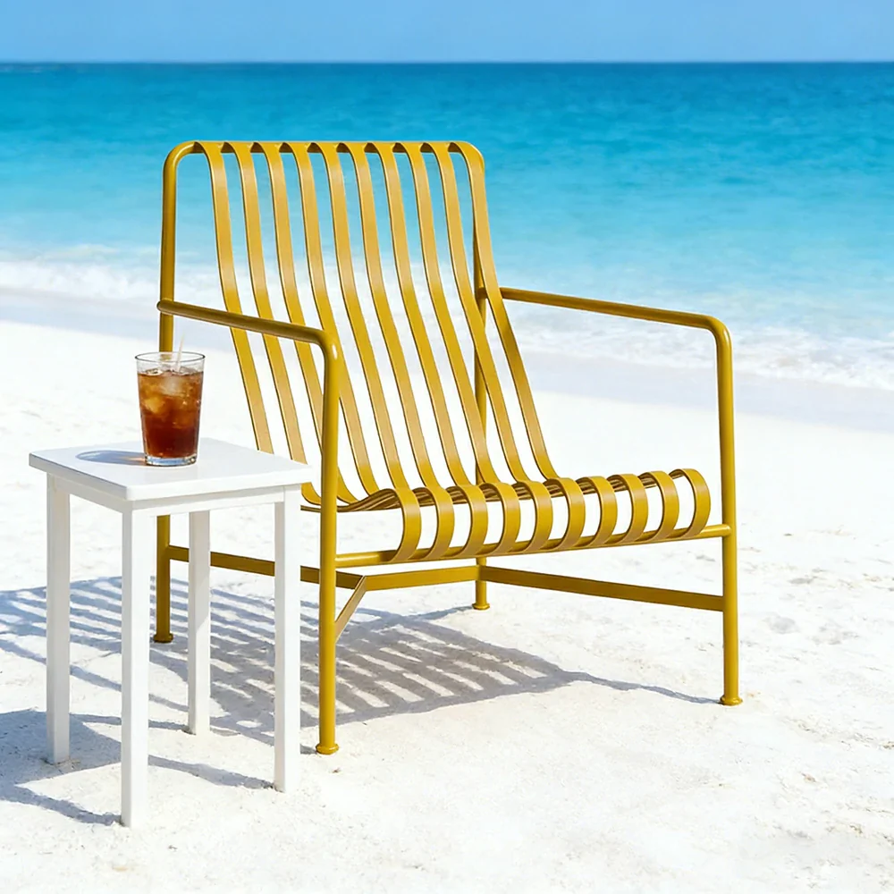SOLARA Outdoor Metal Furniture Collection - Dining Table, Dining Chair & Lounger, Heavy-Duty Steel Frame, Weather-Resistant Finish - Yellow - Image 24