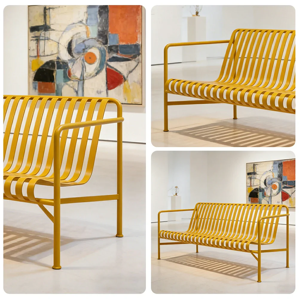 SOLARA Outdoor Metal Furniture Collection - Dining Table, Dining Chair & Lounger, Heavy-Duty Steel Frame, Weather-Resistant Finish - Yellow - Image 3