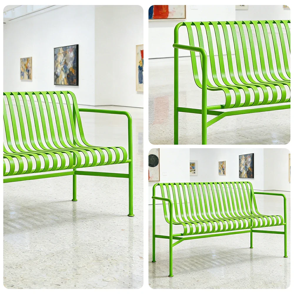 SOLARA Outdoor Metal Furniture Collection - Dining Table, Dining Chair & Lounger, Heavy-Duty Steel Frame, Weather-Resistant Finish - Light Green - Image 13