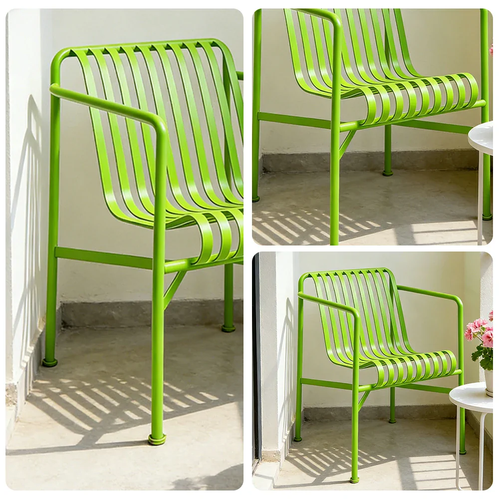 SOLARA Outdoor Metal Furniture Collection - Dining Table, Dining Chair & Lounger, Heavy-Duty Steel Frame, Weather-Resistant Finish - Light Green - Image 18