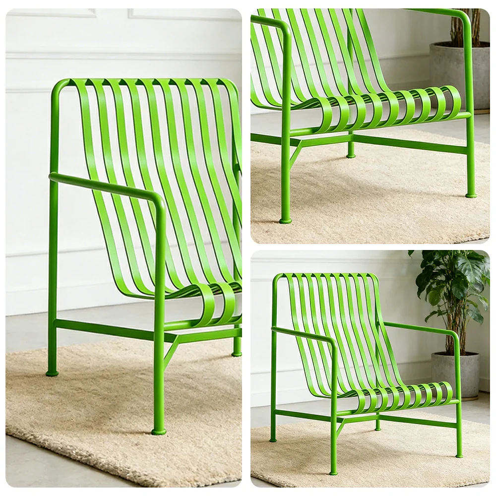 SOLARA Outdoor Metal Furniture Collection - Dining Table, Dining Chair & Lounger, Heavy-Duty Steel Frame, Weather-Resistant Finish - Light Green - Image 23