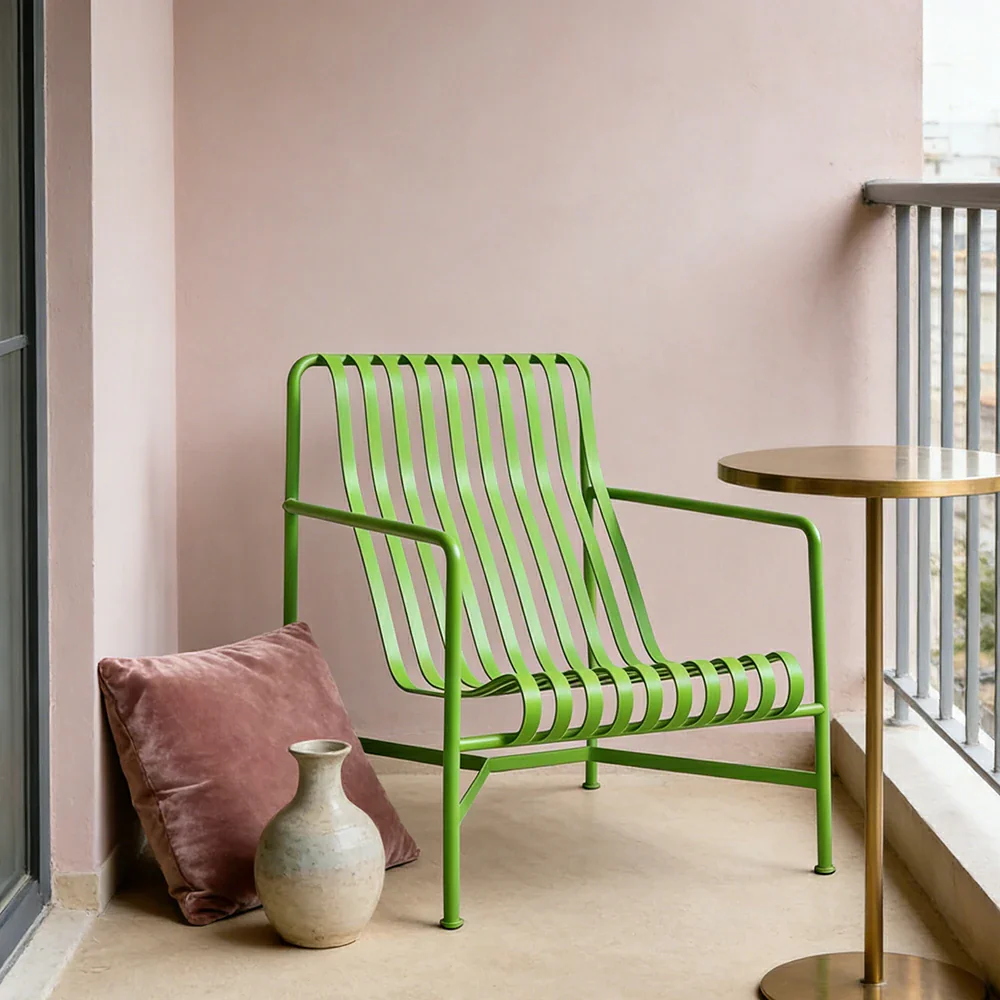 SOLARA Outdoor Metal Furniture Collection - Dining Table, Dining Chair & Lounger, Heavy-Duty Steel Frame, Weather-Resistant Finish - Light Green - Image 24