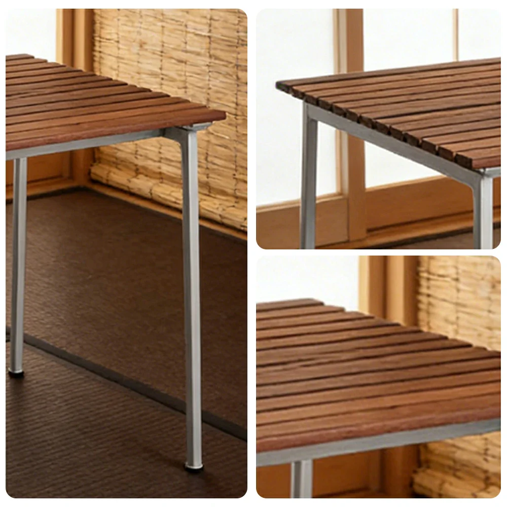 SOLARA Outdoor 75cm Table - Rust-Resistant Powder-Coated Frame - Solid Wood Slat Seat - Durable Patio & Balcony Seating - Image 3