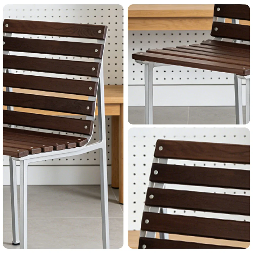 SOLARA Outdoor Chair - Rust-Resistant Powder-Coated Frame - Solid Wood Slat Seat - Durable Patio & Balcony Seating - Image 3