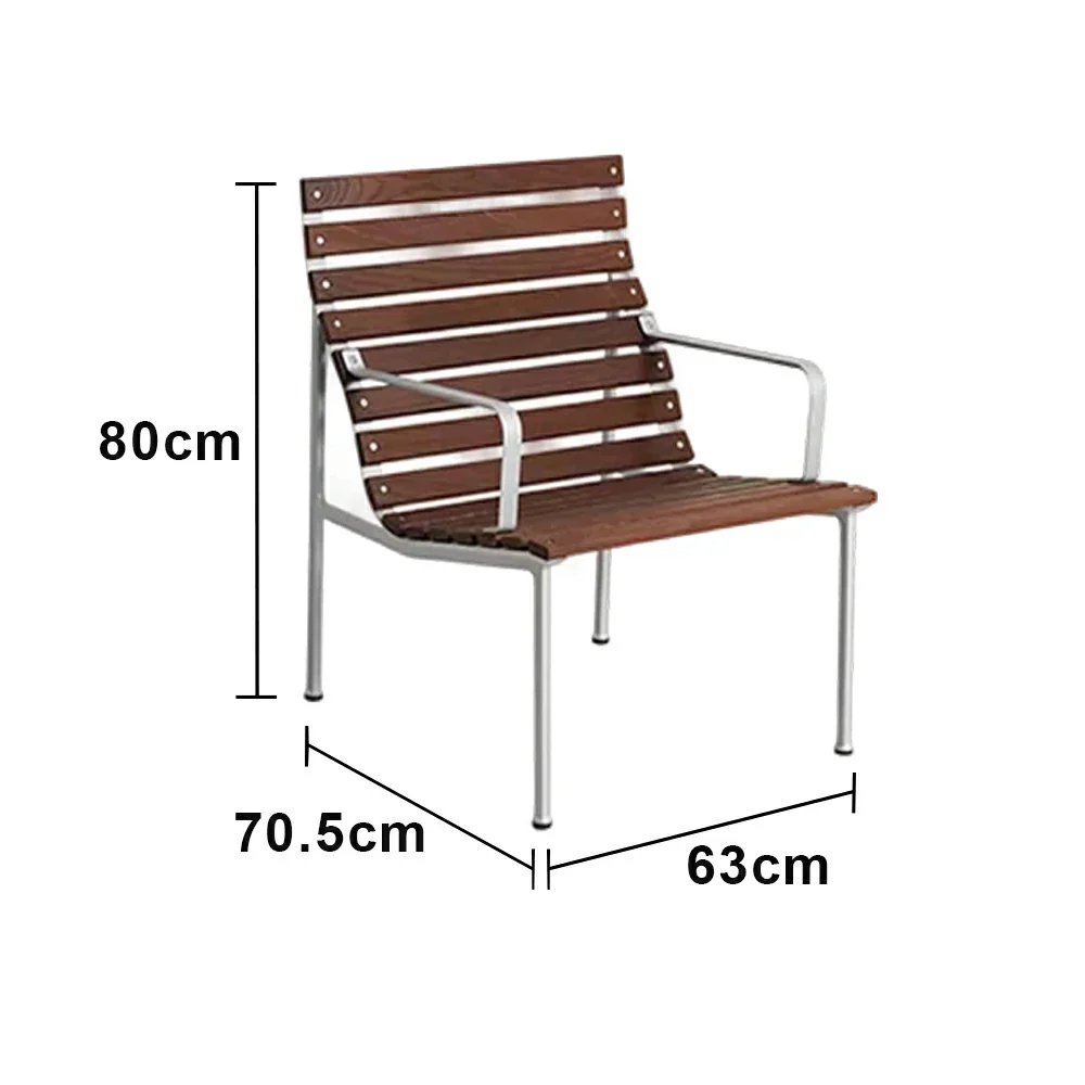 SOLARA Outdoor Lounge Armchair - Rust-Resistant Powder-Coated Frame - Solid Wood Slat Seat - Durable Patio & Balcony Seating - Image 5