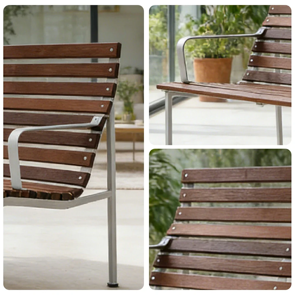 SOLARA Outdoor Lounge Bench - Rust-Resistant Powder-Coated Frame - Solid Wood Slat Seat - Durable Patio & Balcony Seating - Image 3
