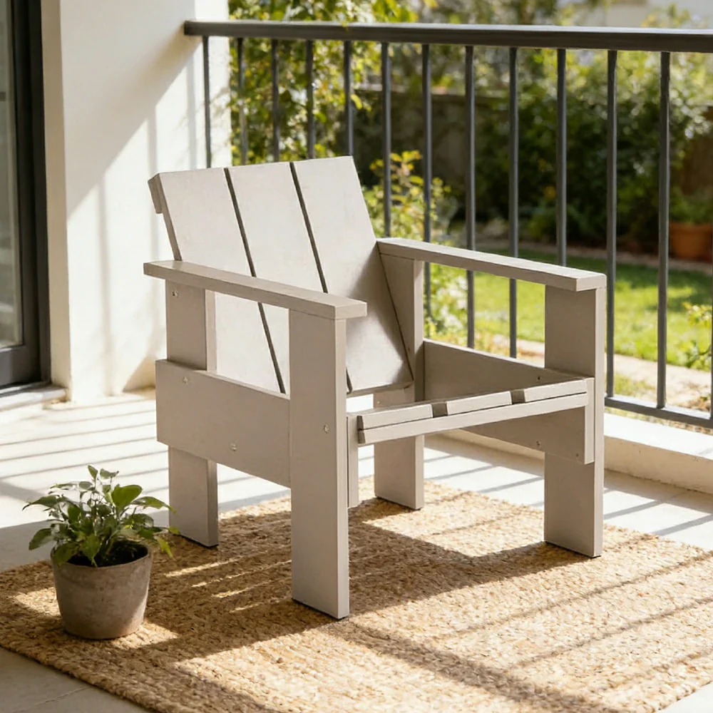 SOLARA Outdoor Lounge Chair Heavy-Duty Frame Water-Based Coating Easy Assembly Patio Seating - Grey - Image 2