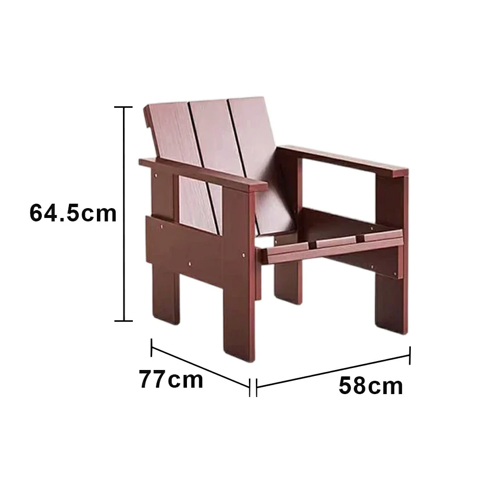 SOLARA Outdoor Lounge Chair Heavy-Duty Frame Water-Based Coating Easy Assembly Patio Seating - Red - Image 5