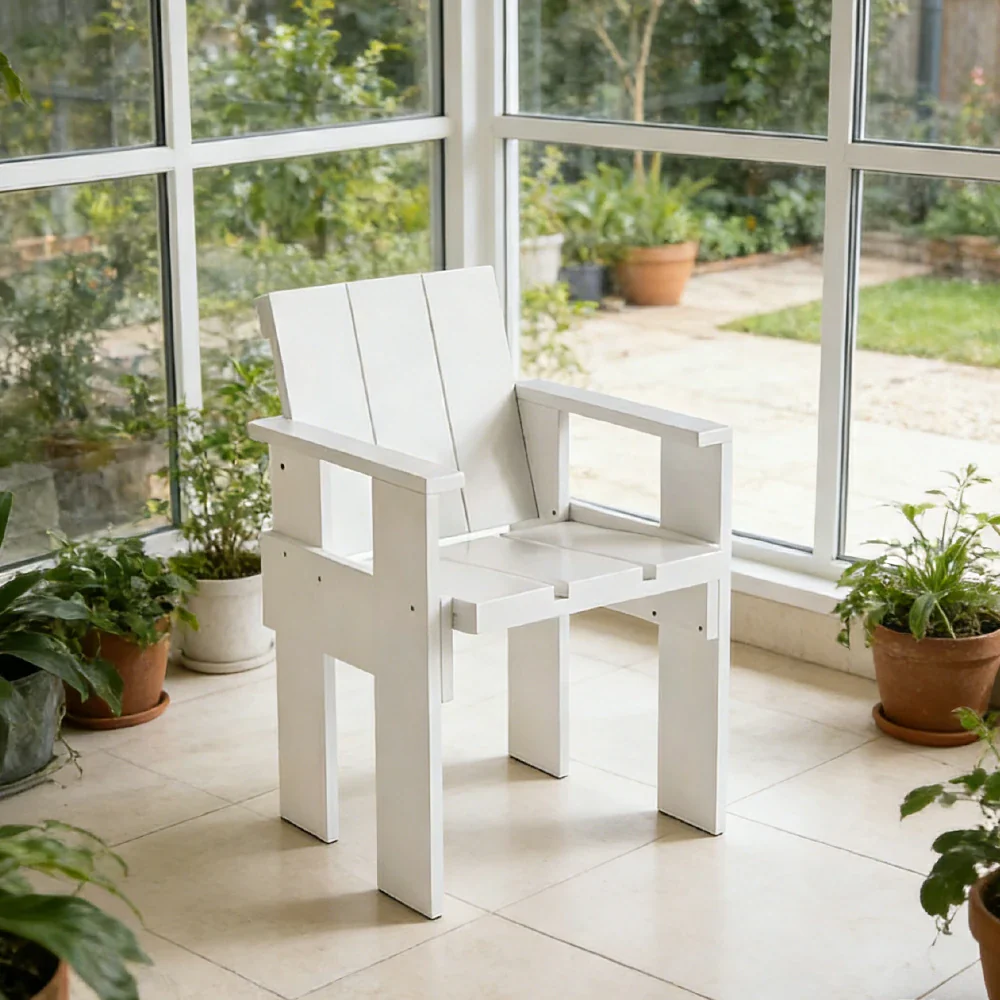 SOLARA Outdoor Dining Chair Heavy-Duty Frame Water-Based Coating Easy Assembly Patio Seating - White - Image 4