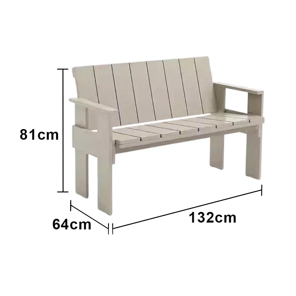 SOLARA Outdoor Long Dining Chair Heavy-Duty Frame Water-Based Coating Easy Assembly Patio Seating - Grey - Image 5