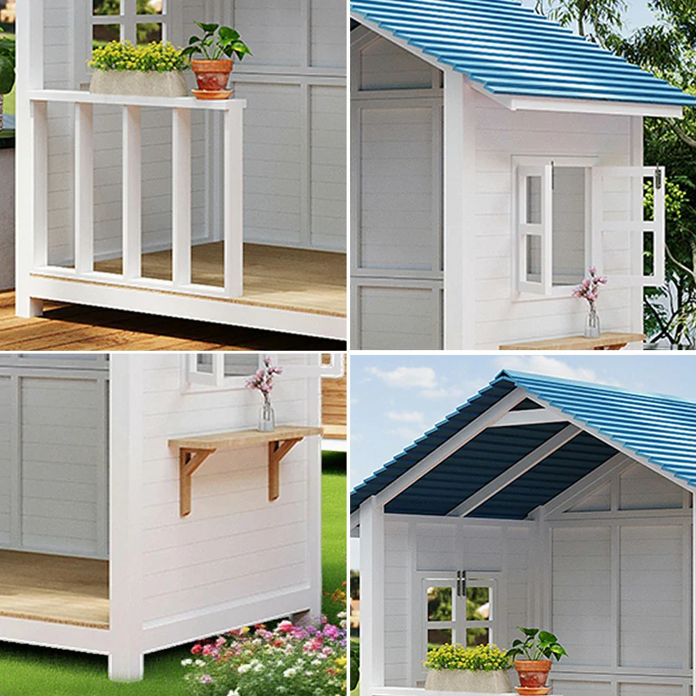 SOLARA Outdoor Wooden Cabin - Premium Solid Wood Structure, Garden & Patio Storage/Relaxation House - White - Image 3