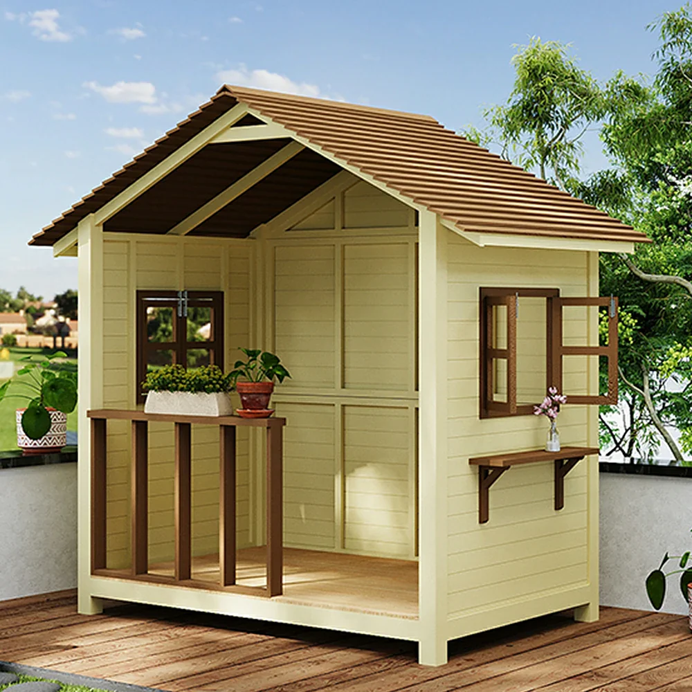 SOLARA Outdoor Wooden Cabin - Premium Solid Wood Structure, Garden & Patio Storage/Relaxation House - Yellow - Image 2