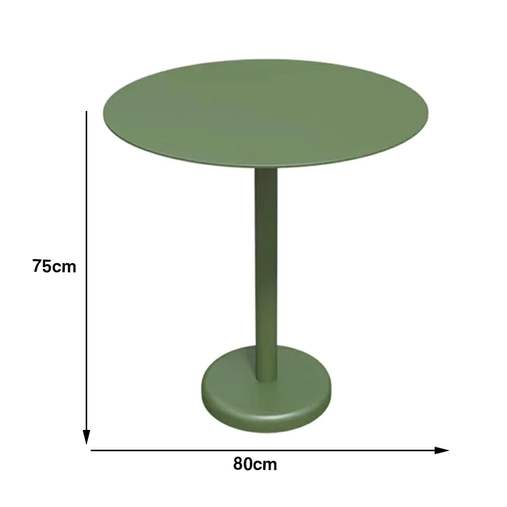 SOLARA 60/80cm Outdoor Round Table - Weather Resistant Patio Table with Heavy Duty Iron Frame, Rust Resistant Coating - Green - Image 6